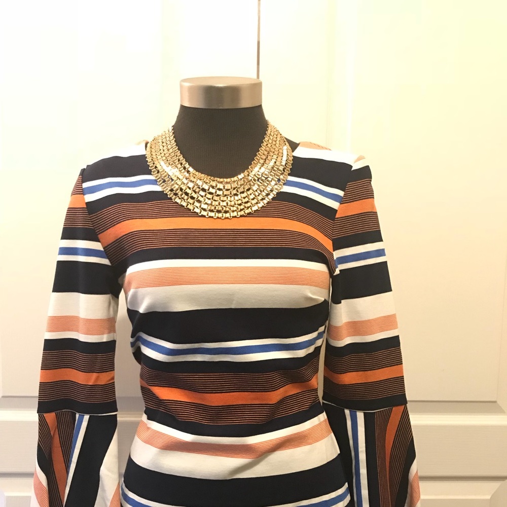 Sugarlips Striped Bell Sleeve Sheath Dress - Picture 4 of 6